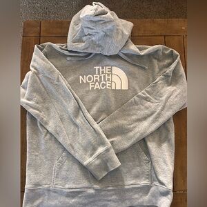 The North Face Men's Light Gray Crewneck Hoodie with White Logo